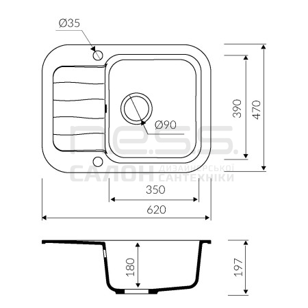 Мийка кухонна Marmorin IGNIS, 435133