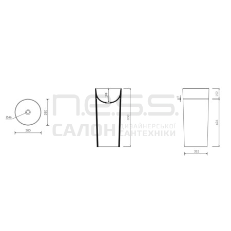 Умивальник підлоговий зі штучного каменю DUO S (White Panel) , Marmorin, P_S_536_09_0380