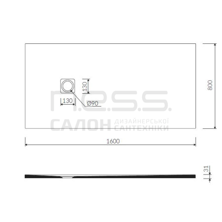Душовий піддон зі штучного каменю PORTO 160, Marmorin, P_B_558_01_1600