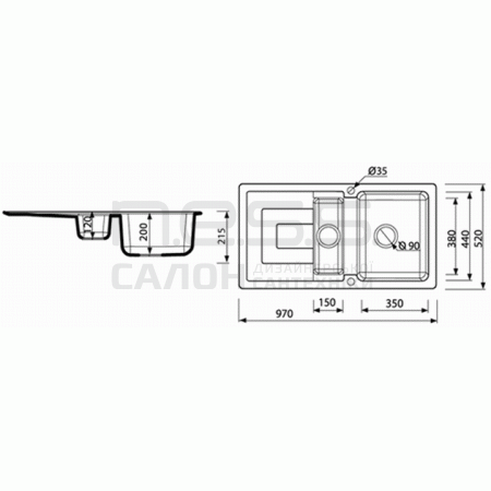 Мийка кухонна Marmorin STEN, 385513