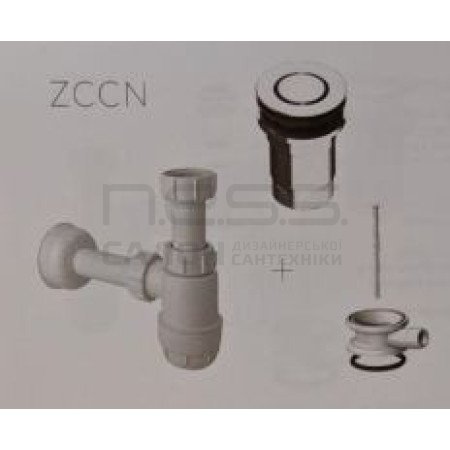 Сифон ZCCN з металевим донним клапаном "клік-клак" з переливом